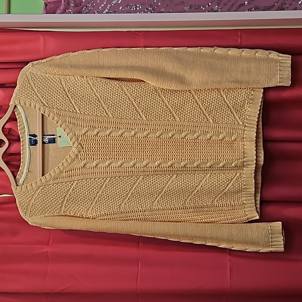 Izod Cable Knit V Neck Sweater